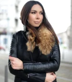 Kožna jakna sa prirodnim krznom - Gabrijela