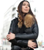 Kožna jakna sa prirodnim krznom - Gabrijela
