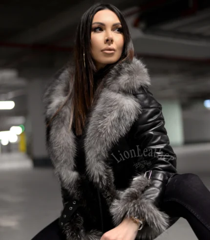 Ženska kožna jakna sa prirodnim krznom – ANDREANA