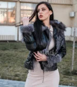Ženska kožna jakna sa prirodnim krznom – ANDREANA