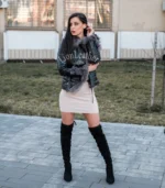 Ženska kožna jakna sa prirodnim krznom – ANDREANA