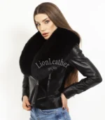 Kožna jakna sa prirodnim krznom - Draga