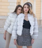 Luxury bunda sa prirodnim krznom - Bela - Kris