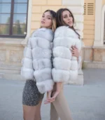 Luxury bunda sa prirodnim krznom - Bela - Kris