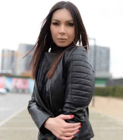 Ženska kožna jakna - Crna