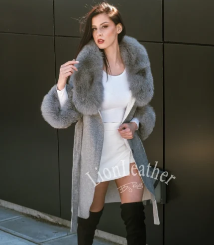 Alpaca kaput sa prirodnim krznom Irena - 01S