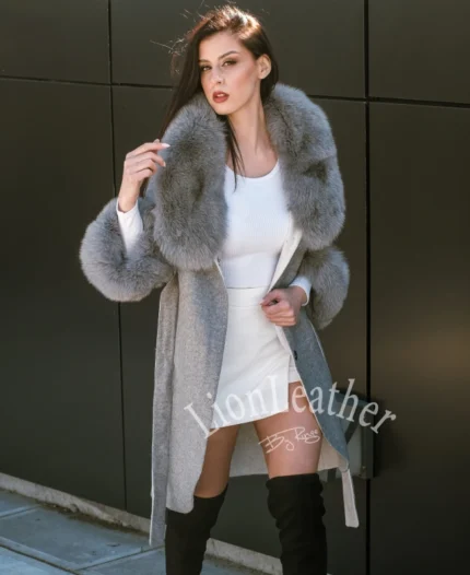 Alpaca kaput sa prirodnim krznom Irena - 01S