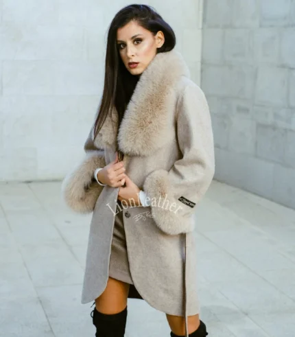 Alpaca kaput sa prirodnim krznom- Irena