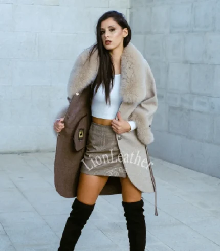 Alpaca kaput sa prirodnim krznom- Irena