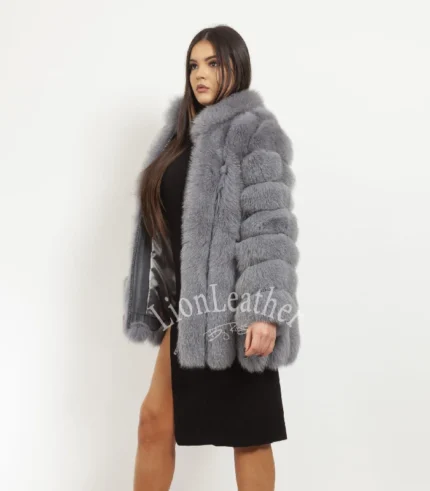 Bunda sa prirodnim krznom - MINA Silver