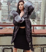 Elegantni kaput sa prirodnim krznom - Ivana