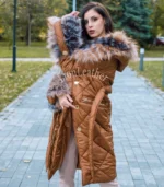 Elegantni kaput sa prirodnim krznom Teodora - 02C