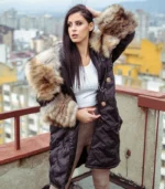 Elegantni zimski kaput sa bogatim prirodnim krznom - Black 01