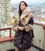 Elegantni zimski kaput sa bogatim prirodnim krznom - Black 01