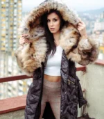 Elegantni zimski kaput sa bogatim prirodnim krznom - Black 01
