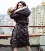 Elegantni zimski kaput sa bogatim prirodnim krznom - Black 01
