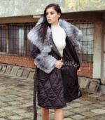 Elegantni zimski kaput sa bogatim prirodnim krznom - Black 02