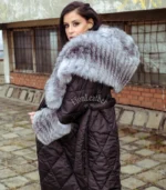 Elegantni zimski kaput sa bogatim prirodnim krznom - Black 02