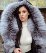 Elegantni zimski kaput sa bogatim prirodnim krznom - Black 02