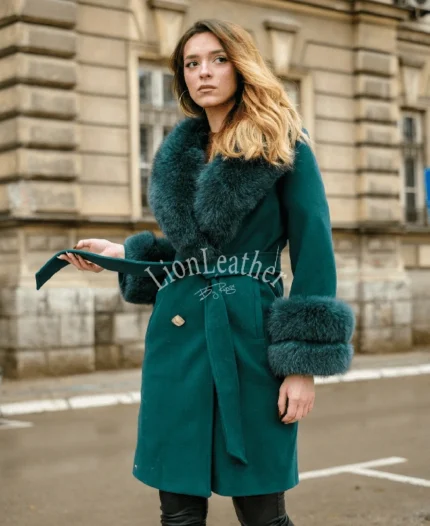 Kašmir kaput sa bogatim prirodnim krznom – Irina