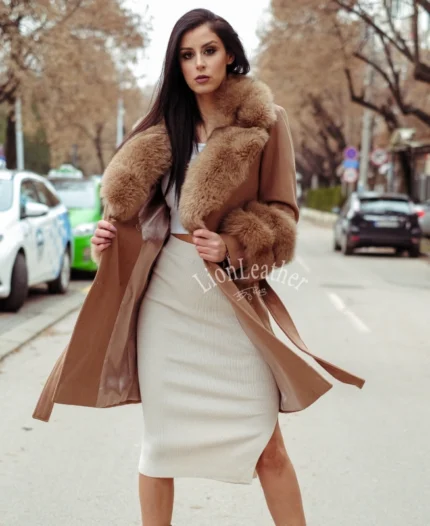 Kašmir kaput sa prirodnim krznom - Ena