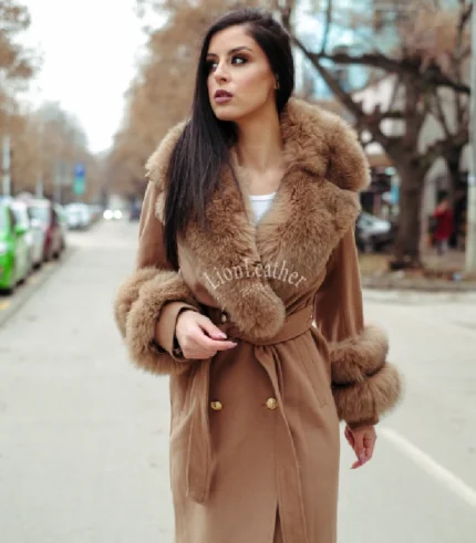 Kašmir kaput sa prirodnim krznom - Ena