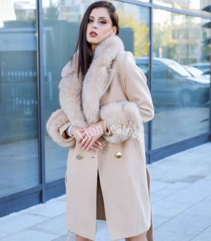 Kašmir kaput sa prirodnim krznom Irena - 03N