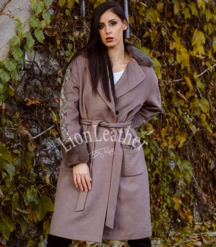 Kašmir kaput sa prirodnim krznom Irena - 05N