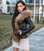 Kožna jakna sa prirodnim krznom Irena - 05C