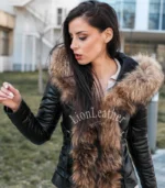 Kožna jakna sa prirodnim krznom Irena - 05C