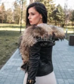 Kožna jakna sa prirodnim krznom - Irena 06C