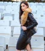 Kožna jakna sa prirodnim krznom Irena - 07C