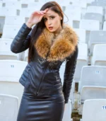 Kožna jakna sa prirodnim krznom Irena - 07C