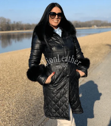 Kožna jakna sa prirodnim krznom - Milica