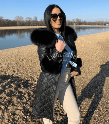 Kožna jakna sa prirodnim krznom - Milica