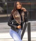 Kožna jakna sa prirodnim krznom Teodora 01C