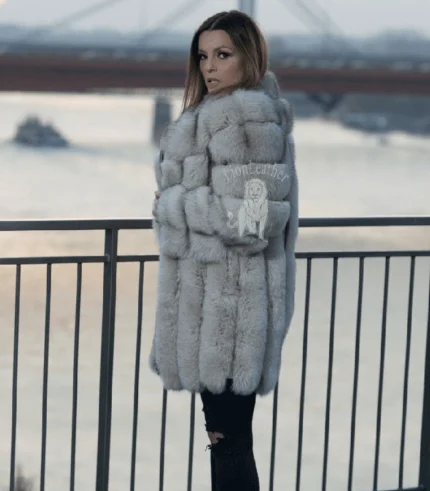 Lux bunda sa prirodnim krznom - Siva