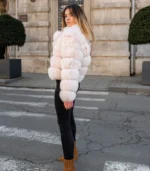 Luxury bunda sa prirodnim krznom - Baby roze - Slika 3