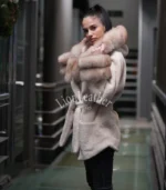 Alkantara kaput sa prirodnim krznom Irena 010N